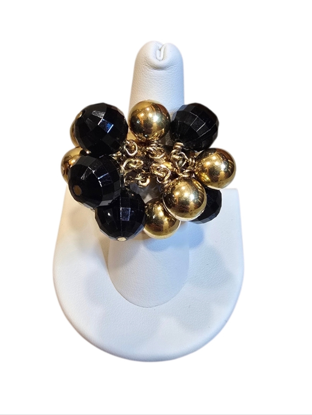 Kate Spade Black and Gold Cluster Statement Ring